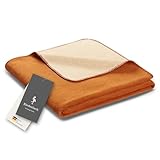 biederlack® samtig-weiche Kuscheldecke aus Baumwoll-Mischgewebe I Made in Germany I Öko-Tex I nachhaltig produziert I Wohndecke Double Optic in Terra-Beige I Sofa-Decke in 150x200 cm