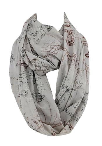 Etwoa Leonardo Da Vinci Sketches Design Infinity scarf Circle scarf Loop Scarf