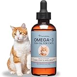 Omega 3 Fish Oil for Cats from Wild Caught Fish - Promotes Healthy Skin, Shiny Coat, & Strong Joints - Minimizes Cat Dandruff - 4 oz Approx. 157 Servings - Human-Grade Clean Ingredients