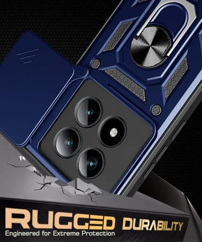 Image of WOW IMAGINE Tough Armor Bumper Mobile Back Case for Mi Redmi Note 15 5G 2025 | Poco M8 5G | Sliding Camera Cover | Shock Proof 360 Protection | Hybrid PC + TPU | Ring Holder with Kickstand - Blue