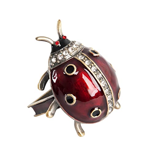 SARO LIFESTYLE Ladybug Napkin Ring (Set of 4) – Decorative Pewter & Enamel Table Décor with Rhinestone Accents for Spring, Garden, Nature-Themed Dining by SARO LIFESTYLE - Used condition - US$37.63