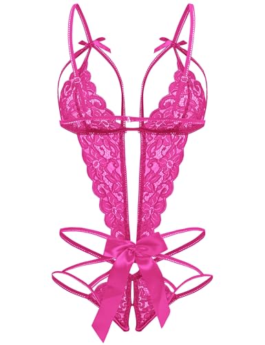 Image of Donnalla Women's Deep V Lace Teddy One Piece Lingerie Cutout Strappy Lingerie