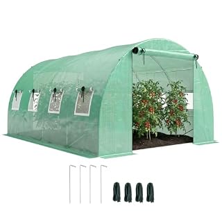 Outsunny serre tunnel 12 m² PE 140 g/m², 2 portes