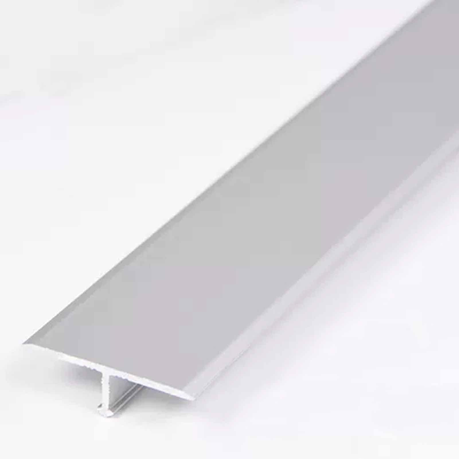 Bande de transition de sol en aluminium durable – Seuil de moulage en T for revêtement de sol en vinyle et stratifié – 270 cm de longueur, 25 mm de largeur(Silver)
