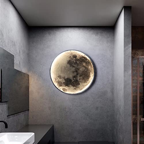 Lampada da parete a LED a forma di luna, lampada per bambini dimmerabile con telecomando, design rotondo 3D per camera da letto e soggiorno, lampada decorativa da interno per soffitto, 24W, 50cm