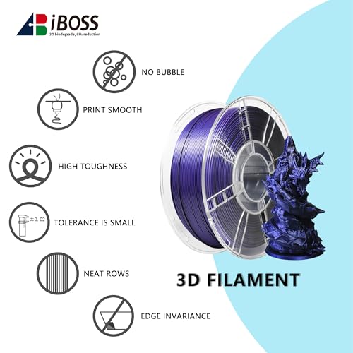 Image of iBOSS Silk Blue Black Purple Tri Color PLA+ Filament,High Speed Without Blocking,1kg 3D Printer PLA Plus Filament 1.75mm + / -0.02mm, Suitable for Most 3D Printers(Silk Blue Black Purple)