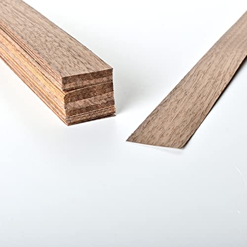 Kontrasti Listones de madera de nogal, 50 unidades, 300 mm x 23 mm x 0,5 mm aprox. - Madera cruda adecuada para modelismo, manualidades, manualidades, reparaciones, incrustaciones y artesanías Cover