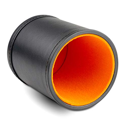 Leather Dice Cup for Board Games, Orange Felt Lining