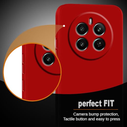 Image of Back Cover | Full Camera Protection | Premium Liquid Silicon Case | Flexible Bumper Case for Realme 12 Plus 5G / P1 5G / Narzo 70 5G / 70 Pro 5G (Red)