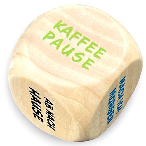 MIJOMA 1 Stück Entscheidungswürfel aus Holz für Berufsalltag, 3x3x3cm, Schnelle Entscheidungen, Bunte Sprüche, Stressabbau, Kaffeepause, Arbeitsmotivation, Zeitmanagement, Geschenkidee, Bürospielzeug