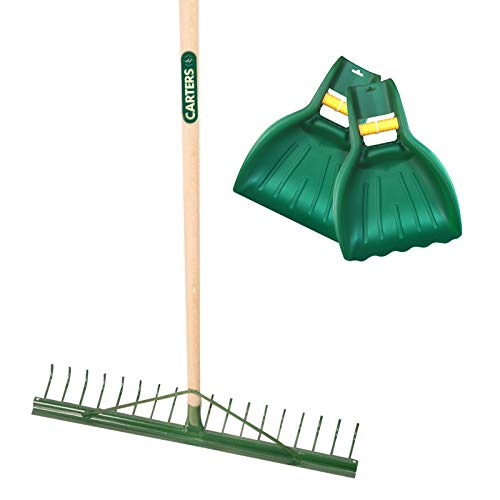 PDL – Pegdev - 18 Tooth Metal Landscape Rake with Grading Bar and Leaf Scoop Grab Hands – Garden Tool Set.