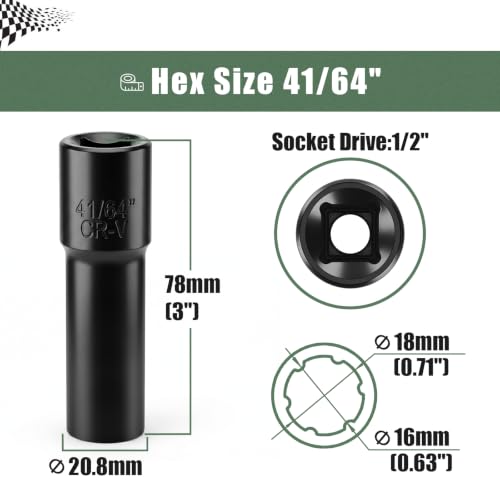 Image of 6 Spline Lug Nut Socket Set Include 1 /2 inchDrive and 13 /16 inch&3 /4 inch Hex Style for M12x1.5,M12x1.25,1 /2 inch-20 Small Six Splined Nuts, Can Install with Hand Wrench and Impact Socket Key