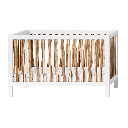 Image of Milk Street Baby 4 in 1 Convertible Baby Crib | Converts to Toddler Bed, Daybed and Full-Size Bed, Fits Standard Full-Size Crib Mattress, 100% Solid Wood, White & Natural