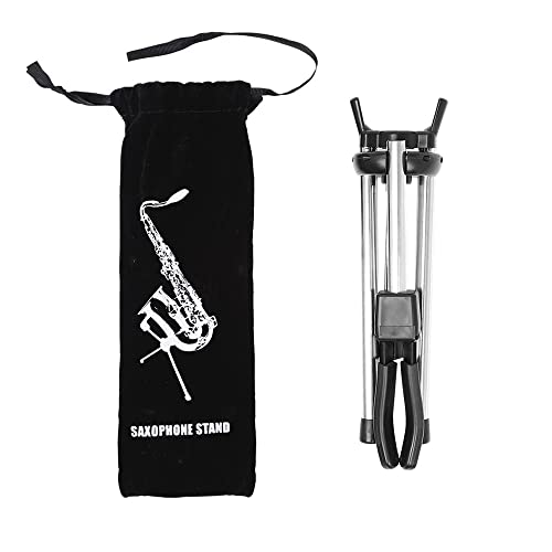 Ejoyous Foldable Saxophone Stand, Portable Alto Sax Metal Floor Stand Holder Aluminum Alloy Adjustable Sax Holder with Carry Bag