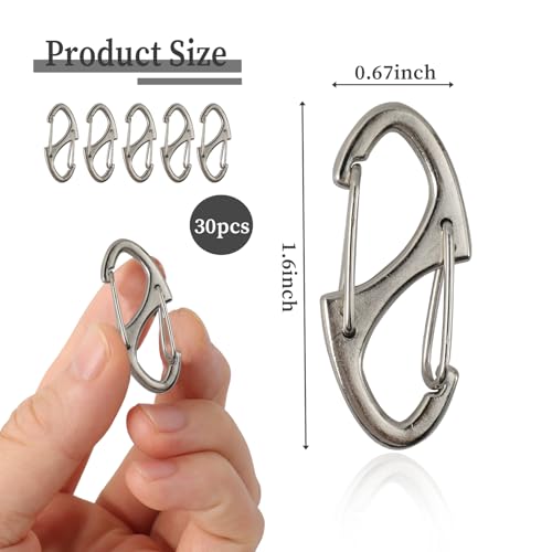 Image of 30Pcs Zipper Clips Anti Theft, Anti Theft Zipper Locks for Backpacks, Purse & Handbag Zippers Security, S Carabiner Clip, Mini Carabiner Clips, Black, Grey & Silver (Silver)