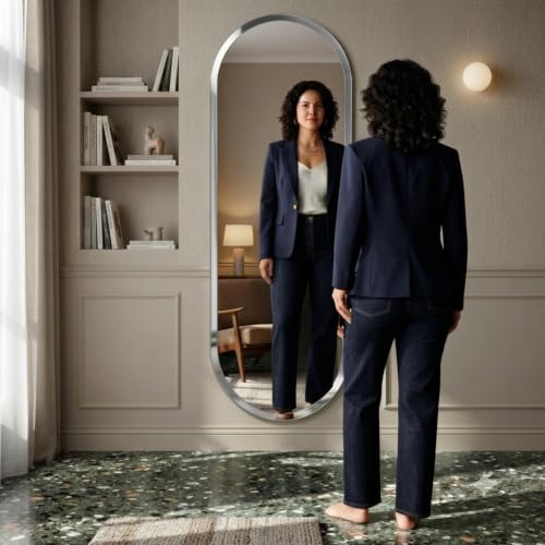 Image of Creative Arts n Frames 5mm Full Length Long Beveled Smooth Edges Frameless Rectangular Wall Mount HD Mirror Home Decor Items (18X60 inch Capsule HD Mirror)