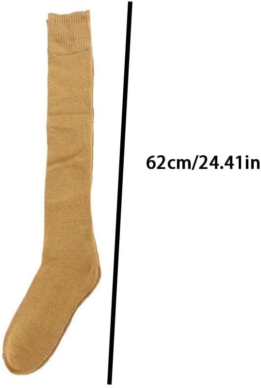 Vctitil 6 Pair Women Long Stockings, Winter Thicken Warm Over Knee High Socks, Comfortable Cotton Solid Color Elastic Stockings for Women