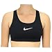 Nike Women's Swoosh Sports Bra, Black/White, Medium, Black/White, Size Medium