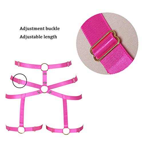 Women's Body Harness Punk Garter Leg Waist Dance Elastic Gothic Carnival Accessories (Rose Red) #TOP4