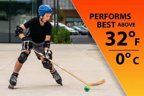 Multi-Colored Outdoor Street Hockey Balls, 6 Pack | High Density, Minimal Bounce Design For Consistent Performance & Improved Play | Perfect For Street Hockey Or Roller Hockey | Use Above 32°F #TOP3