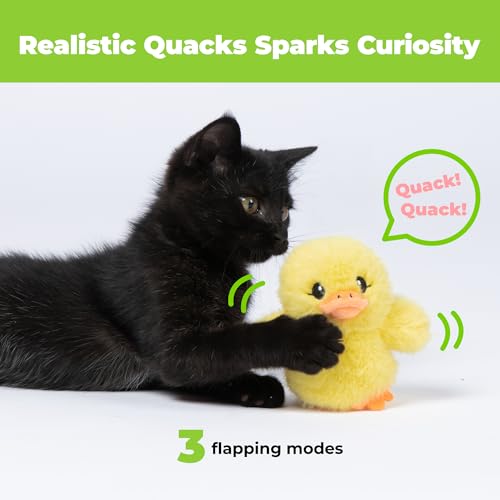 Image of Catify Best Pet Supplies Flapping Duckling, Chick & Bird Cat Toy - Motion-Activated Wings, Realistic Chirps, Catnip-Infused Plush, USB-Rechargeable Indoor Cats & Kittens, Self-Play Enrichment - Yellow