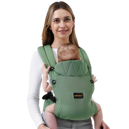 BethBear Baby Carrier Newborn to Toddler 7-45 lbs with Natural Material, Ergonomic Design,Versatile and Adjustable,Hands Free for Moms&Dads,Green