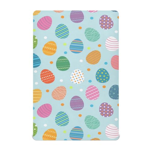 Moudou Easter Eggs Playard Sheet for Boy Girls, Soft Breathable Fitted Toddler Sheet for Standard Playard Bed Mattress, 39 x 27 x 5 Inch