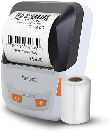 helett® H65Clite Portable Bluetooth Thermal Label Printer 58mm(2-Inch Max Width) | Connect Android iOS & Laptop via USB | 203DPI High-Resolution Printing | 115 Labels Included | 1-Year Warranty