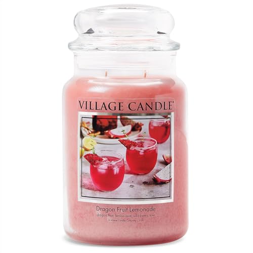 Village Candle Grande bougie parfumée limonade aux fruits du dragon en verre, 602,4 g