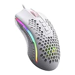 Redragon M808 Storm Ultralight Wired Gaming Mouse, 85g Lightweight Honeycomb Shell - Adjustable DPI Up to 12,400 - Optical Sensor - 7 Programmable Buttons - for PC Gamers - White