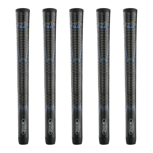 Winn Golf Grip Dri-Tac 2.0 Ladies & Men's Midsize +1/16" Golf Club Grips - Shock Absorption | AVS Technology for Enhanced Performance | Optimal Hand Alignment, Grip Pressure | Durable (Midsize, 5 Pack)