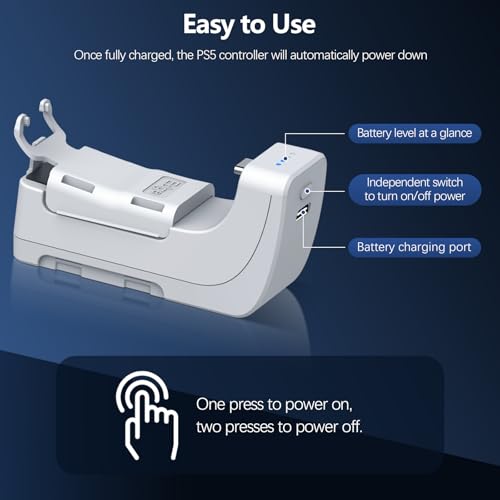 AMAZEAR Pack de batería para Mando PS5 DualSense, Accesorios PlayStation 5, 3000 mAh, Cargador rápido, batería Adicional portátil Recargable para PS5 Edge o Controlador de Juego estándar (Blanco) - imagen 4