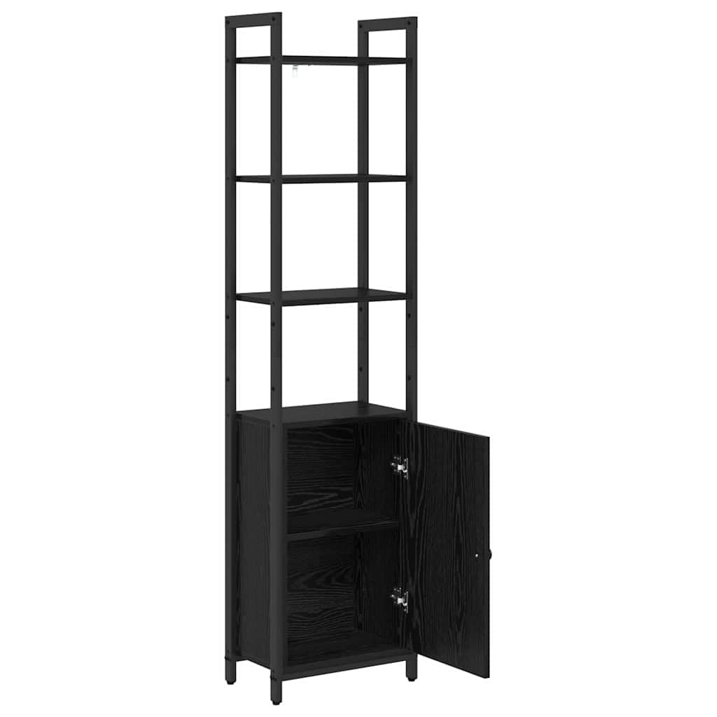 Scaffale a 6 livelli, 40 x 24 x 161 cm, rovere nero con struttura in legno