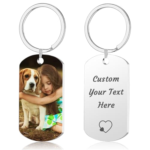 FIKCIK Llaveros Personalizados con Foto, Llaveros Para Parejas, Regalos Personalizados para Hombre Novia Novios Pareja Niños, Idea de Regalo Para San Aniversario, Cumpleaños Halloween Navidad