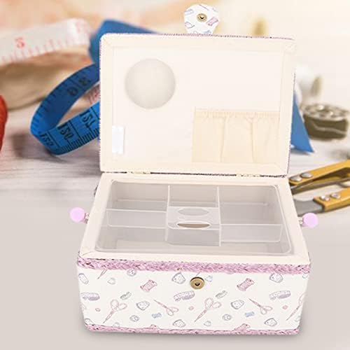 ZPSHYD Sewing Box, Sewing Basket Needlework Storage Box Vintage Sewing Basket Household Fabric Craft Thread Needle Storage for Daily Storage