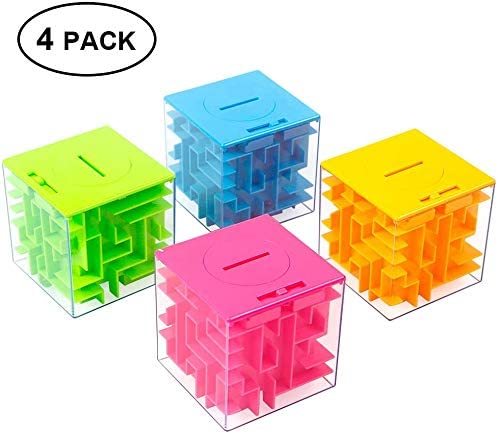 Thinkmax Money Maze Puzzle Box For Kids And Adults, Perfect Money Holder Maze Puzzle Gift Box (4 Pack) #TOP1
