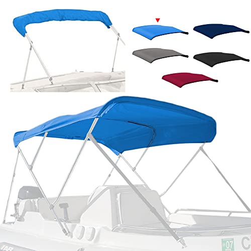 Seapisode 4 Bow Marine Grade Fade and Crack Resistant Bimini Top Replacement Cover, Heavy-Duty Waterproof and UV-proof Sun Shade Boat Canopy, Easy Install Zipper Sleeve Boat Awning/Without Frame, Blue by Seapisode - Used condition - US$88.56