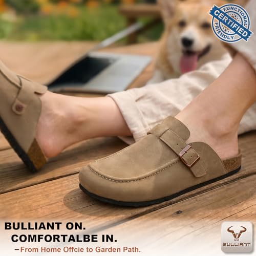 Image of BULLIANT Women Mule Clogs-Cushioned Cork Footbed-Arch Support-Fleece Lined