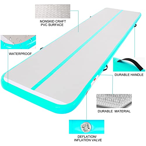 Gymnastics Mats,Tumbling Mat,Lahaap 10Ft/13Ft/16Ft Inflatable Air Training Mats Gymnastics Track Mat For Indoor Outdoor Yoga School (10Ftx3.3Ftx4In(3 * 1 * 0.1M), Mint Green) #TOP1