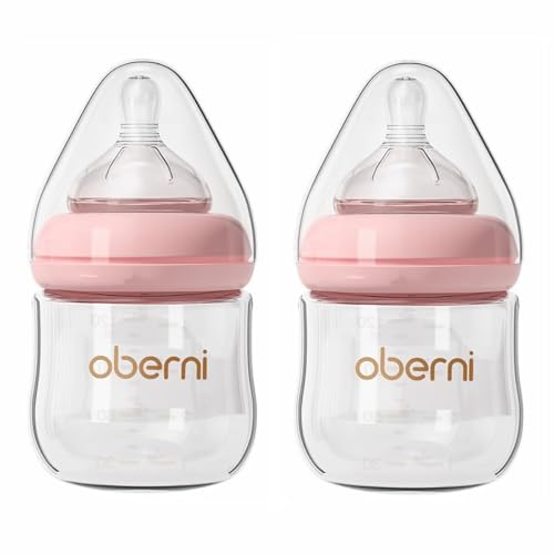 Glass Baby Bottles,Anti Colic Breastfeeding Bottle with Natural R...
