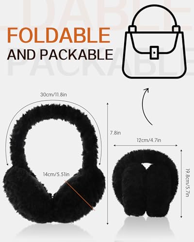 Trifabricy EarMuffs for Women Winter Faux Fur Warm Earmuffs Cute Foldable Ear Covers Cold Weather Fluffy Ear Warmers Adjustable Headband Winter Accessories - Thumbnail 2