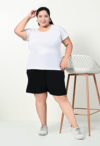Image of Women's Plus Size Bermunda Shorts | Knee Length Cotton Short | Half Pants for Womens