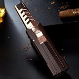 Windproof Butane Torch Lighter, Anti-Slip Switch, Safety Lock/fire Lock, Reusable, 360-degree Ignition, Suitable for Candles, Cooking, and Barbecue(Brown)