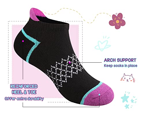 Comfoex Meninas 12 Pares de Meias, Meias Atléticas de Tornozelo, Meias Esportivas de Algodão com Sol