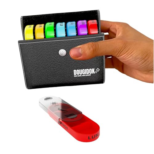 Piluliers Semainier Français I Grande Capacité I Matin Midi Soir et Nuit I Pochette en Cuir I Compact, Léger Idéal pour Transport, Voyage I Ouverture...