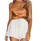 Eigenschaften: Tanktop mit V-Ausschnitt, verstellbarer Schultergurt und diese niedlichen Cami-Tanktops für Frauen wirken wie echte Seide. Sie sind bequem, luxuriös stilvoll und fühlen sich weich an!