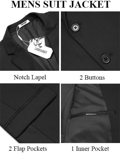 COOFANDY Men's 3 Pieces Suits Classic Fit 2 Buttons Dress Suit Set Wedding Business Dinner Prom Jacket Vest Pants - Image 6