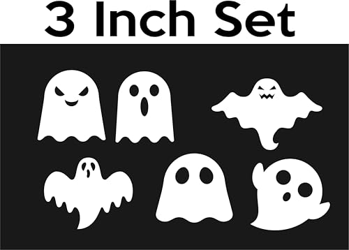 Ghostly Delights Vinyl Decal Sticker Pack - 18 Halloween Wall & Window Decorations - White Ghost Silhouettes (3 Inch)