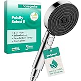hansgrohe Pulsify Select S - Pommeau de douche économie d'eau avec 9 l/min (EcoSmart), Douchette à main avec 3 types de jet (Edition Relaxation), Douchette ronde (diamètre 105 mm), Chromé