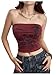 Floerns Women's Goth Skull Print Strapless Tube Y2k Sleeveless Bandeau Top Burgundy Medium